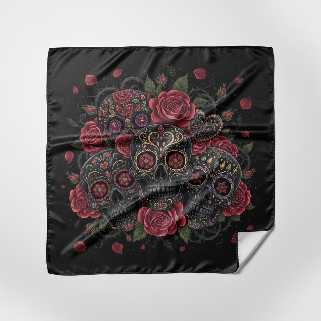Pañoleta Calaveras y Rosas